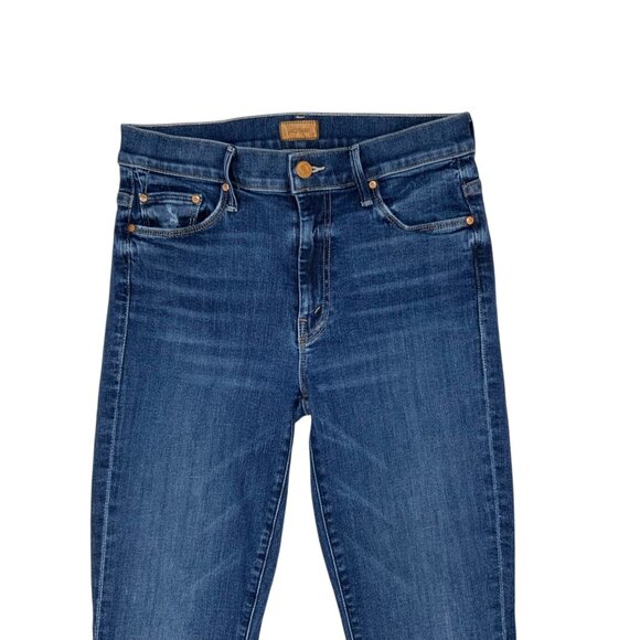 Mother The Weekender Fray Jean 27 Teaming Up Blue Mid Rise Flare Leg Zip Fly - Picture 7 of 14